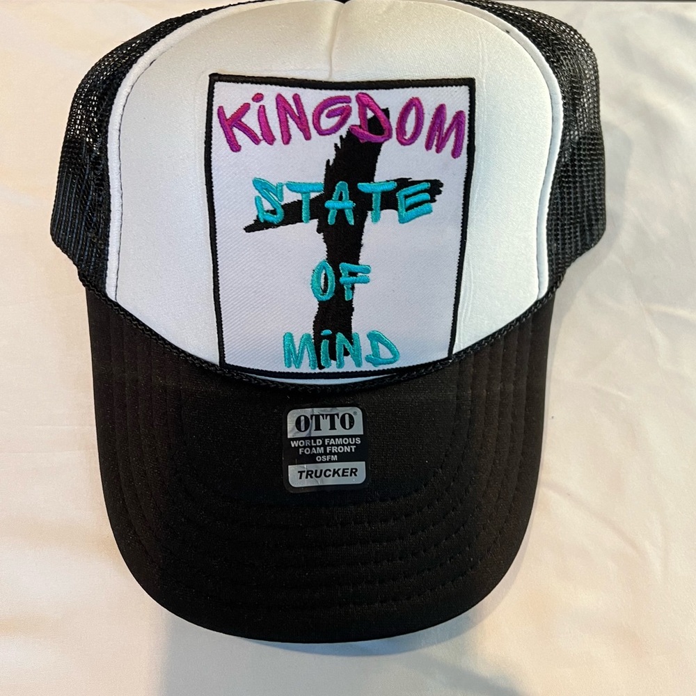 OTTO Black and White Trucker Hat with Vibrant Embroidery